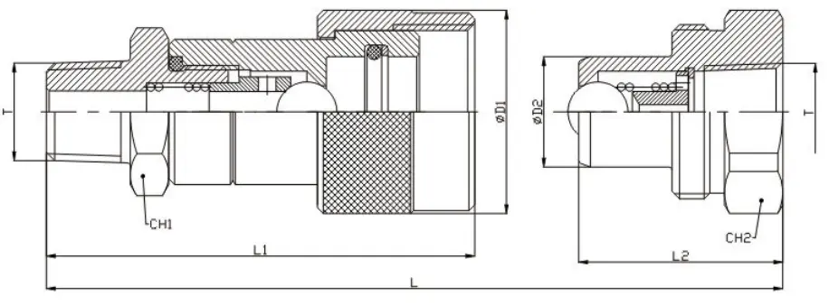Coupling fitting sectional drawing